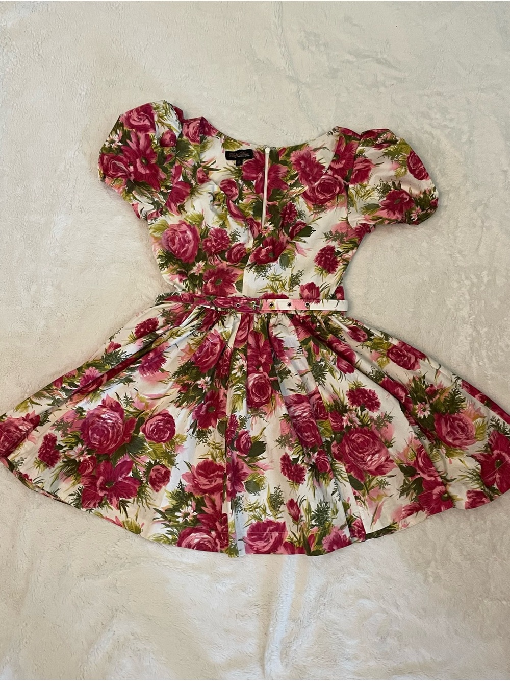 Trashy Diva Floral Fit-and-Flare Dress with Pink Roses